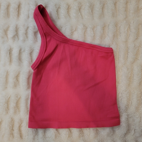 Nikibiki Tops - Nikibiki One-Shoulder Ribbed Crop Top in Pink